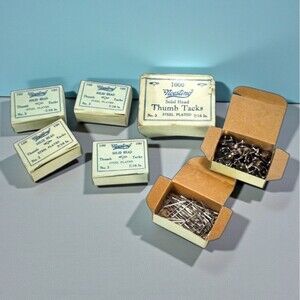 Lot 6 Vintage Noesting Thumb Tacks West Germany Boxes w Carton NOS Office Supply